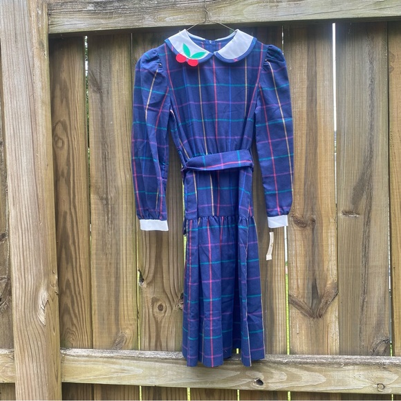 New NWT Florence Eiseman kids long sleeve collar blue grid back to school dress - Picture 2 of 16